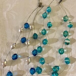TopFrog Turquoise and Pearl Necklaces Set of 2